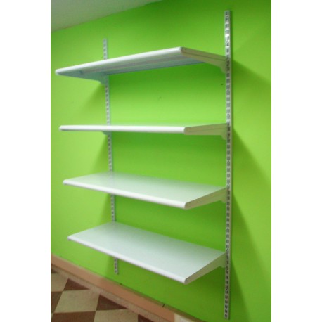 ESTANTERÍA METÁLICA CREMALLERA PARED 4 ESTANTES FRONTAL CURVO MODULO  INCIAL-AMPLIACION INICIAL 70CM